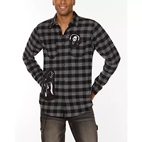 Black and Grey Ghost Face Flannel Shirt