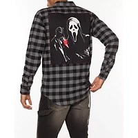 Black and Grey Ghost Face Flannel Shirt