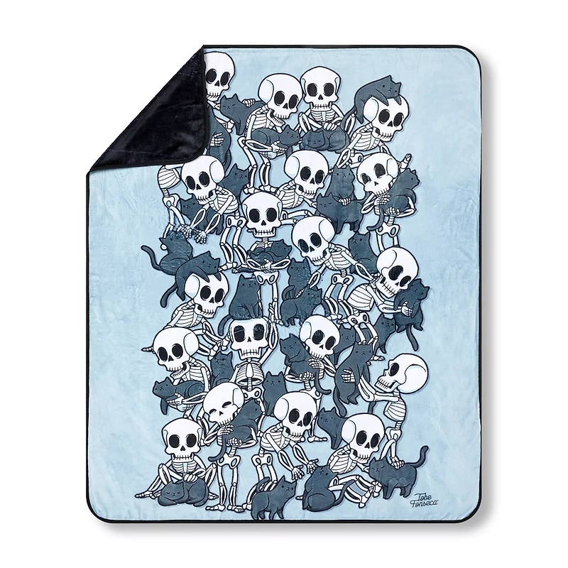 Skeletons and Cats Fleece Blanket
