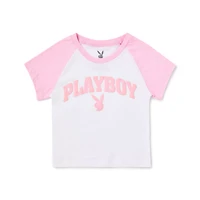 Pink and White Playboy Raglan Baby T Shirt