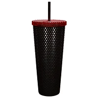 Black Rose Skeleton Textured Cup with Straw - 20 oz.