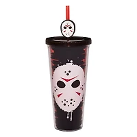 Friday the 13th Jason Mask Cup with Straw Topper - 24 oz.