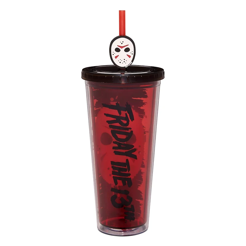 Friday the 13th Jason Mask Cup with Straw Topper - 24 oz.