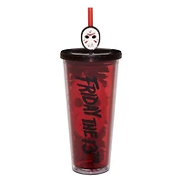 Friday the 13th Jason Mask Cup with Straw Topper - 24 oz.