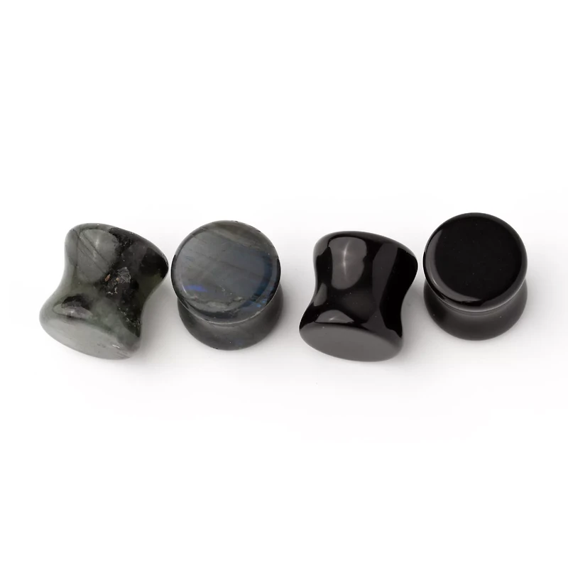 Multi-Pack Obsidian and Labradorite Stone Plugs - 2 Pair