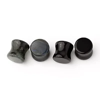 Multi-Pack Obsidian and Labradorite Stone Plugs - 2 Pair