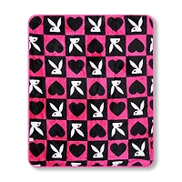 Playboy Bunny Pink Heart Reversible Fleece Blanket