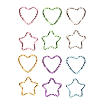Multi-Pack Rainbow Heart and Star Hoops 12 Pack - 20 Gauge