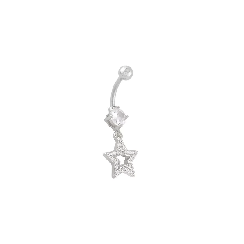 CZ Star Dangle Belly Ring - 14 Gauge