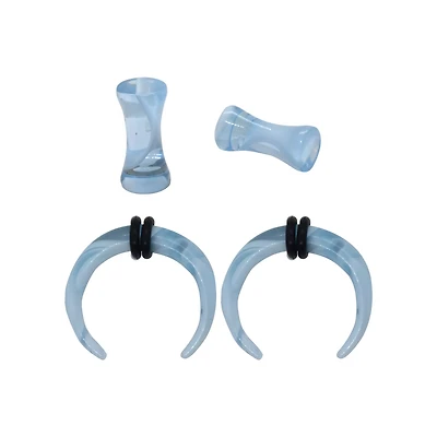 Multi-Pack Light Blue Marble Acrylic Pinchers and Plugs - 2 Pair