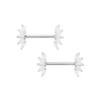 CZ Marquise Gem Nipple Barbells - 14 Gauge