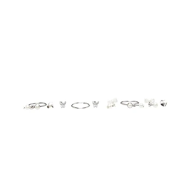 Multi-Pack Pearl Pin Nose Rings and Hoop Nose Rings 9 Pack - 20 Gauge