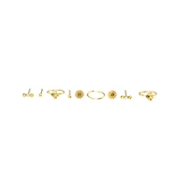 Multi-Pack Round CZ Goldtone Sunflower Nose Rings 9 Pack - 20 Gauge