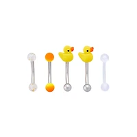 Multi-Pack Rubber Duck Curved Barbells 5 Pack - 16 Gauge