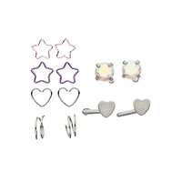 Multi-Pack CZ Star and Heart Shaped Nose Hoops and L-Bend Nose Rings 12 Pack - 20 Gauge