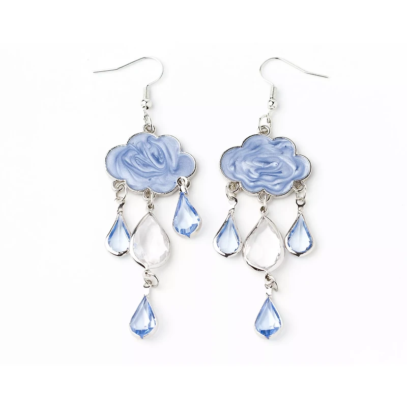 Blue Rain Cloud Gem Dangle Earrings