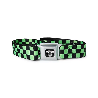 Buckle-Down Neon Green and Black Checkered Seatbelt Belt