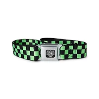 Buckle-Down Neon Green and Black Checkered Seatbelt Belt