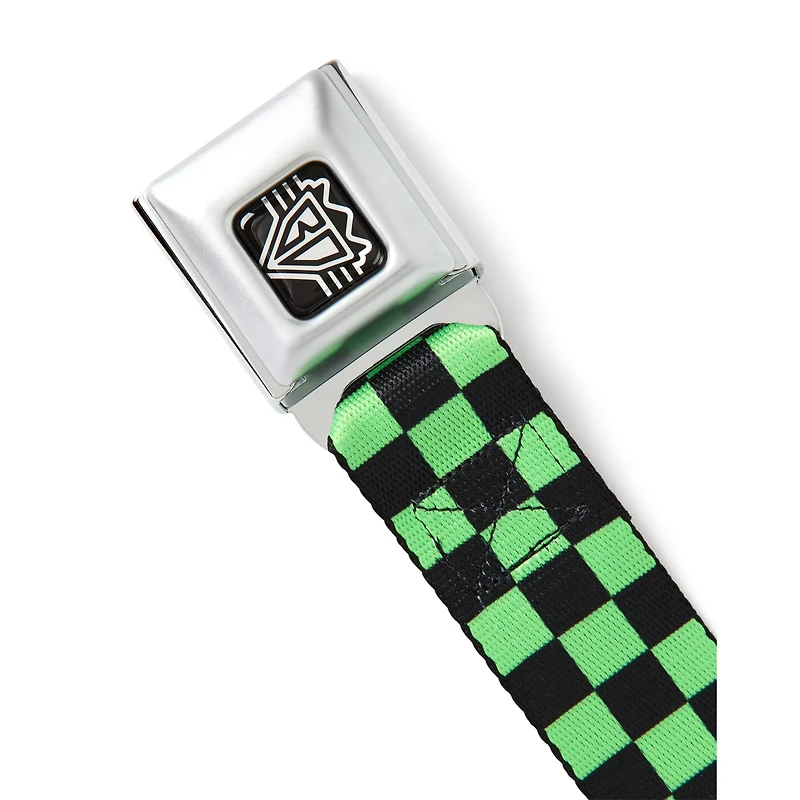 Buckle-Down Neon Green and Black Checkered Seatbelt Belt