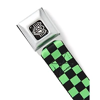Buckle-Down Neon Green and Black Checkered Seatbelt Belt