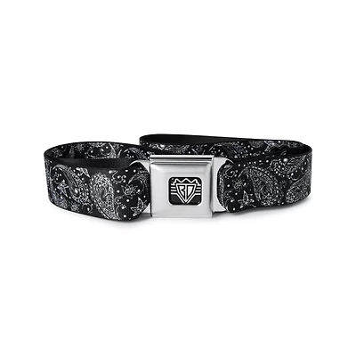 Buckle-Down Black and White Paisley Seatbelt Belt