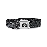 Buckle-Down Black and White Paisley Seatbelt Belt