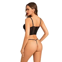 Black Velvet Rhinestone Corset Set