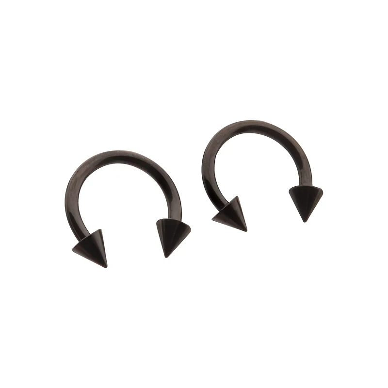 Multi-Pack Black Spike Horseshoe Rings
