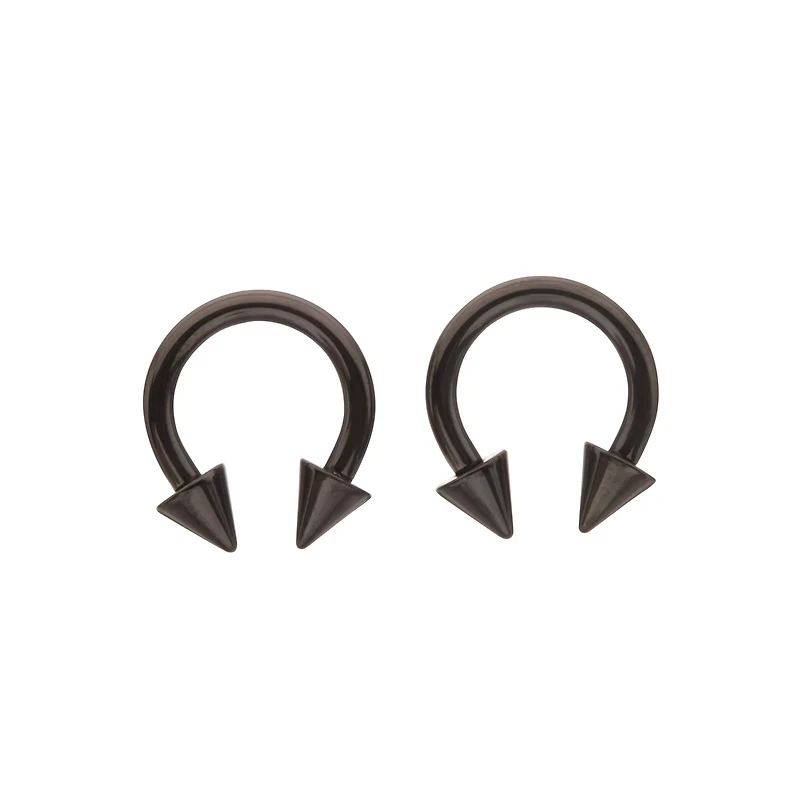 Multi-Pack Black Spike Horseshoe Rings