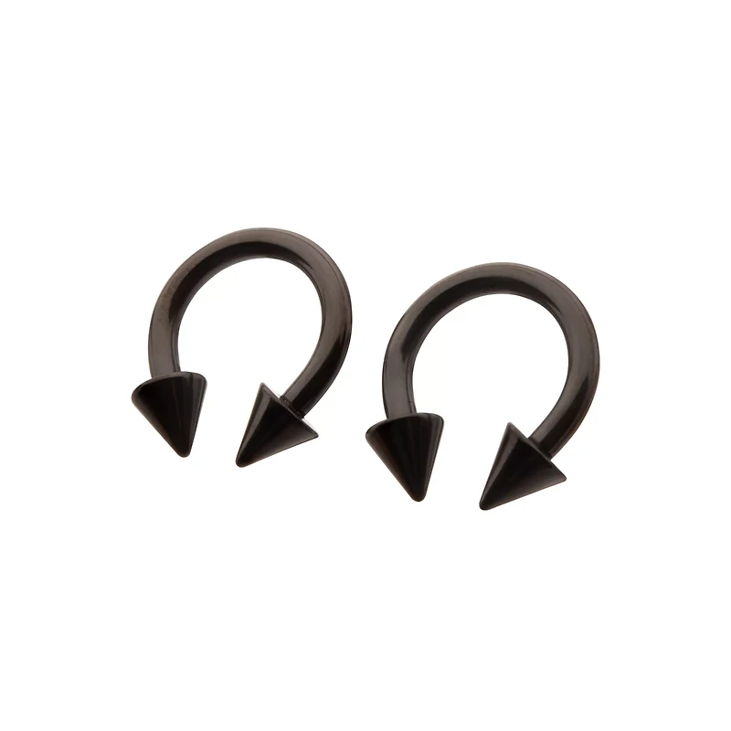 Multi-Pack Black Spike Horseshoe Rings