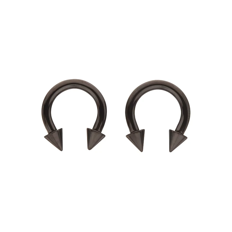 Multi-Pack Black Spike Horseshoe Rings
