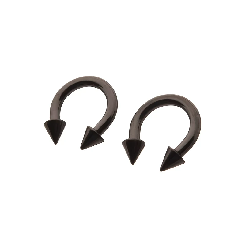 Multi-Pack Black Spike Horseshoe Rings