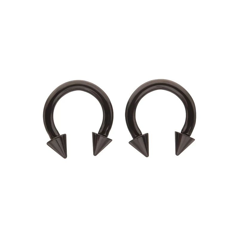 Multi-Pack Black Spike Horseshoe Rings