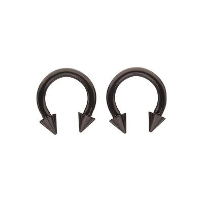 Multi-Pack Black Spike Horseshoe Rings