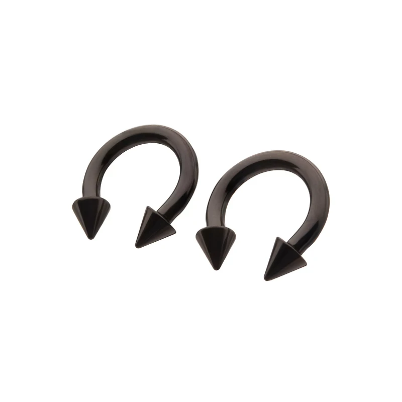 Multi-Pack Black Spike Horseshoe Rings