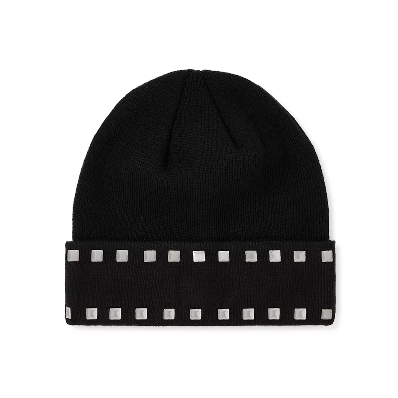 Black Hardware Stud Beanie Hat