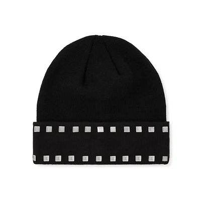 Black Hardware Stud Beanie Hat