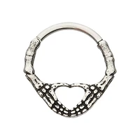Skeleton Hand Heart Septum Ring - 16 Gauge