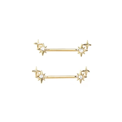 Goldtone Star Nipple Barbells - 14 Gauge