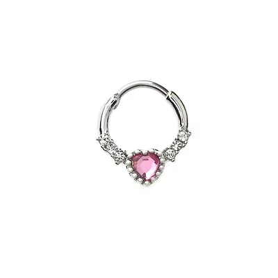 Pink Gem Septum Ring - 16 Gauge