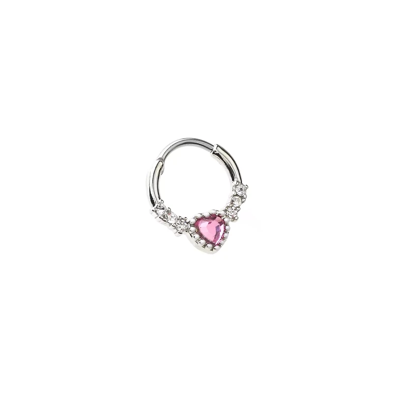 Pink Gem Septum Ring - 16 Gauge