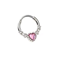 Pink Gem Septum Ring - 16 Gauge