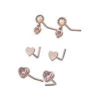 Multi-Pack CZ L-Bend Pink Heart Nose Rings 6 Pack - 20 Gauge