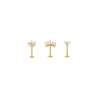 Multi-Pack Goldtone CZ Labret Lip Rings Pack