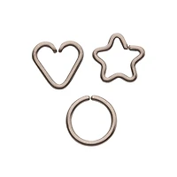 Multi-Pack Silvertone Seamless Hoop Heart and Star Earrings 3 Pack - 16 Gauge