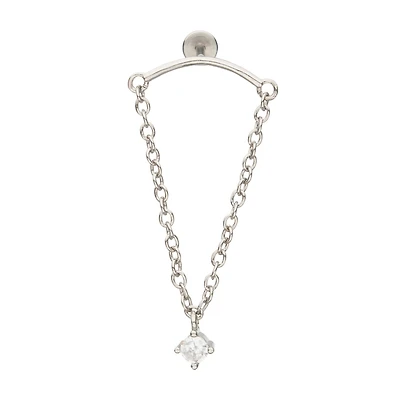 CZ Helix Dangle Chain Earring - 18 Gauge