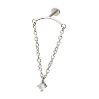 CZ Helix Dangle Chain Earring - 18 Gauge