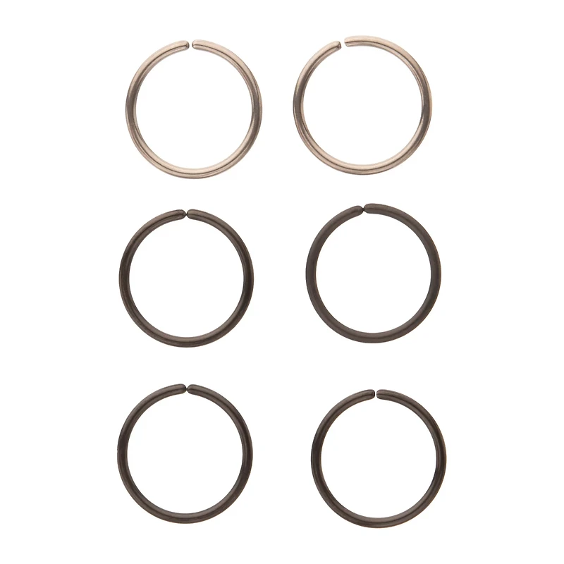 Multi-Pack Silvertone Seamless Hoop Rings 6 Pack - 20 Gauge
