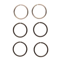 Multi-Pack Silvertone Seamless Hoop Rings 6 Pack - 20 Gauge