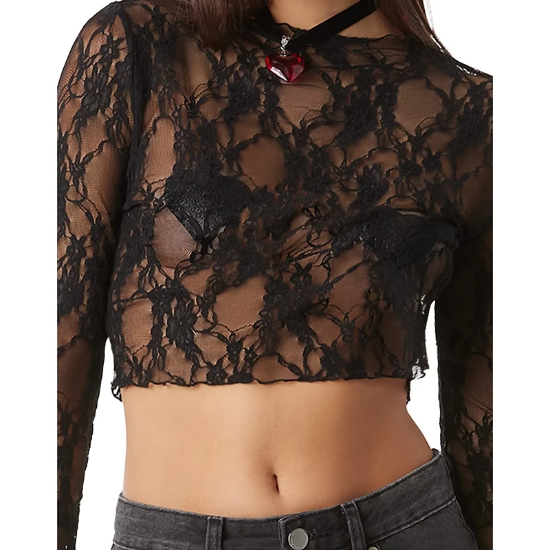 Black Lace Mesh Top